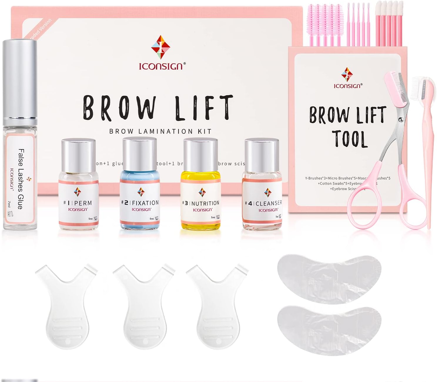 ICONSIGN Kit de Lamination de Sourcils, Kit de Lifting de Sourcils Semi-Permanent Professionnel,Durée de vie jusqu'à 8 semaines, Convient pour le salon et la maison