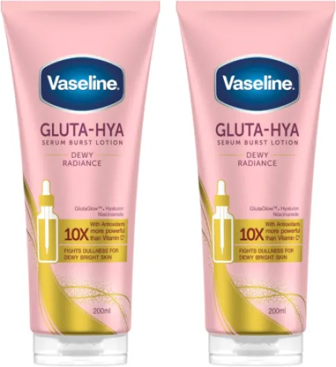 Gluta-Hya Dewy Radiance Lotion Hydratante Serum Burst avec Antioxydants pour une Peau Douce et Radieuse, 2 × 200 ml