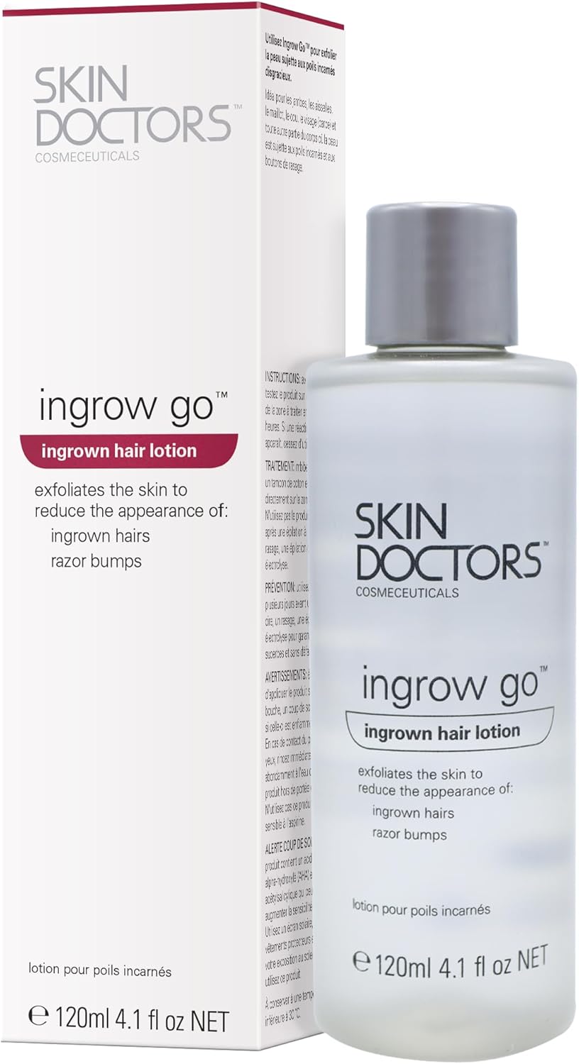 Skin Doctors Ingrow Go Lotion - Lotion pour poils incarnés - Appliquer en prévention sur les jambes, la zone du maillot, les aisselles et le visage - 120 ml