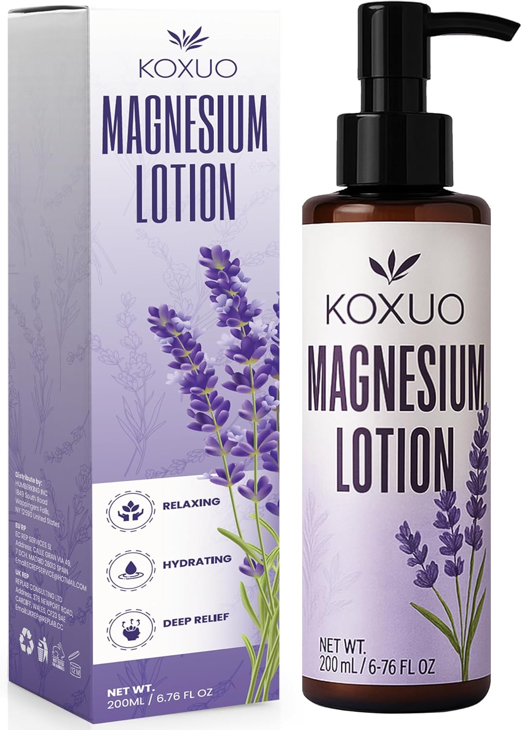 Lotion Magnésium - Anti-Crampes & Détente Musculaire Intense, Soulagement des Douleurs + Hydratation Profonde - Formule Nuit Sommeil Profond avec Glycinate de Magnésium et Lavande Bio