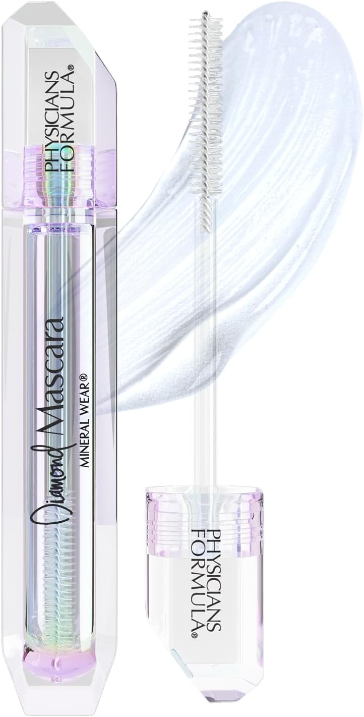 , Mascara Mineral Wear Diamond, Mascara Incolore à Usage Multiple pour Sourcils et Cils, avec Poussière de Diamant, Peptides, Eau Minérale et Vitamine E Nourrissante, Clear Diamond