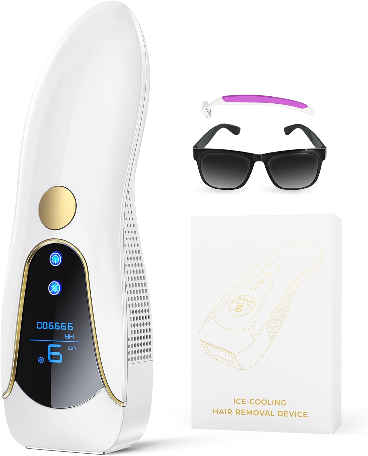 Épilateur Lumière Pulsée avec Fonction de Refroidissement, Épilateur Laser avec 999,900 Flashs, 9 Niveaux d'Énergie, Épilation IPL pour Visage, Aisselles, Jambes et Bikini - Hommes et Femmes