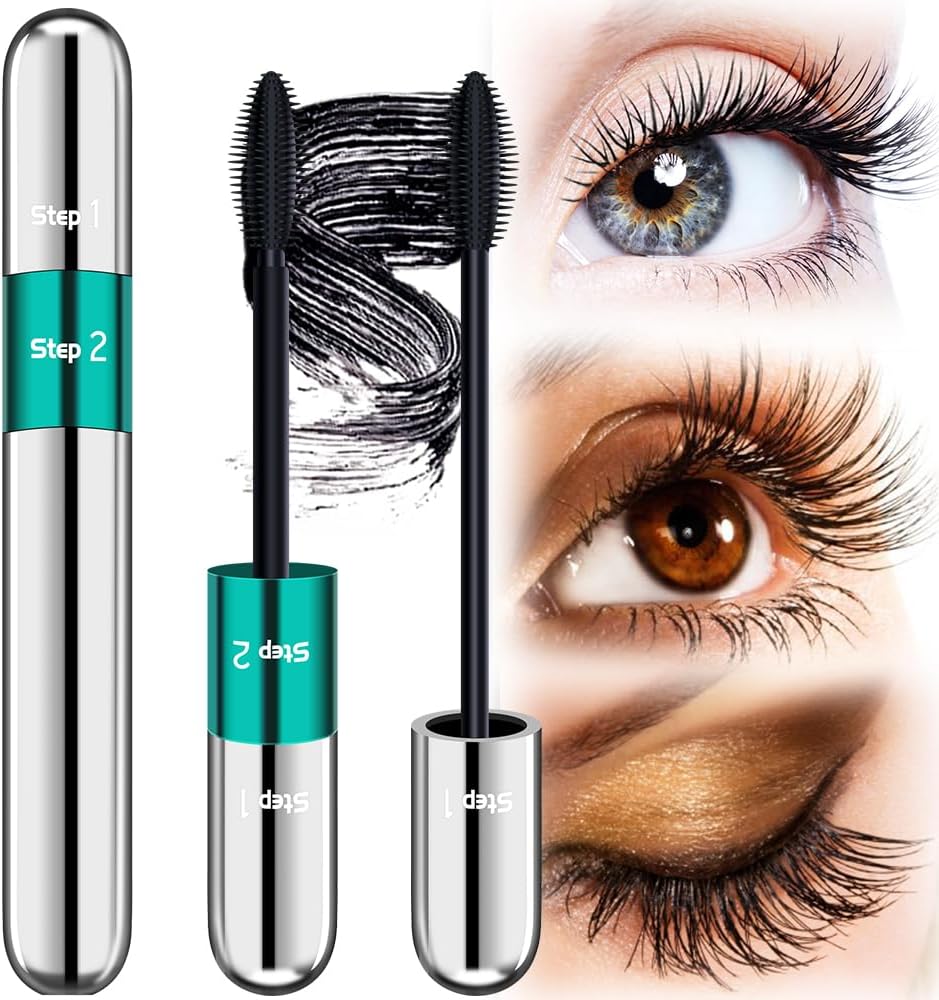 Mascara Waterproof Noir - 4D Mascara Effet Faux Cils Extra Longs Mascaras Fibre de Soie Imperméable à l'eau Longue Durée