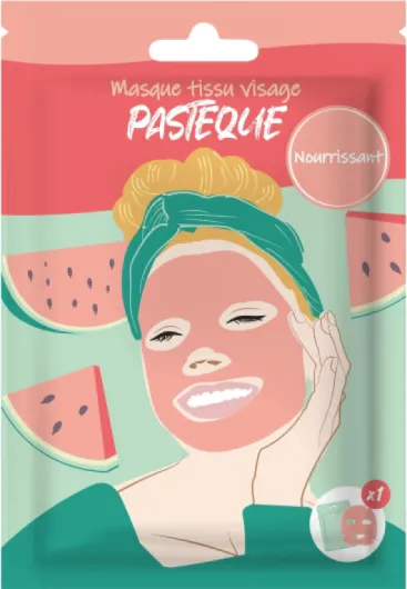 Masque Tissu Visage Facial Pastèque - Soin Nourrissant et Hydratant - Soin Express en 10 Minutes - Pour Peau Douce et Éclatante - Routine Skincare Visage et Beauté - French Tendance