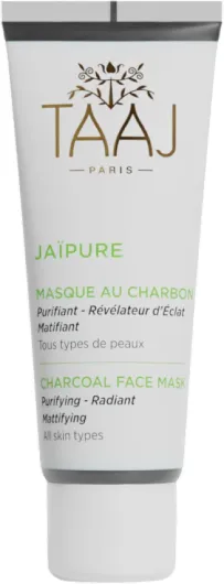 Masque au Charbon Végétal - JAÏPURE - Masque Purifiant & Détoxifiant - Libère la peau de ses impuretés - Resserre les Pores - Affine le Grain de Peau -Peau Nette & Matifiée - Vegan - 75 ml