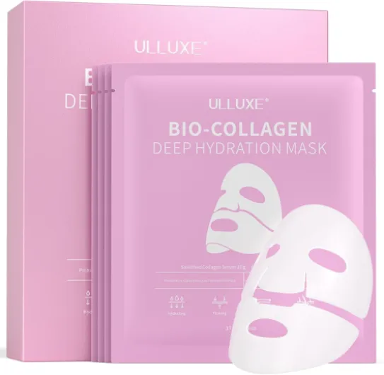 Masque Facial au Collagène Profond, Masque Hydrogel Hydratant de Nuit au Collagène à Faible Poids Moléculaire pour Élasticité, Raffermissement, Lifting et Réduction Pores, Favori de Beauté Coréenne