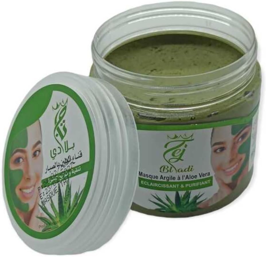 Masque Facial à l'Argile et Aloe Vera, Purifiant et Éclaircissant, 200g