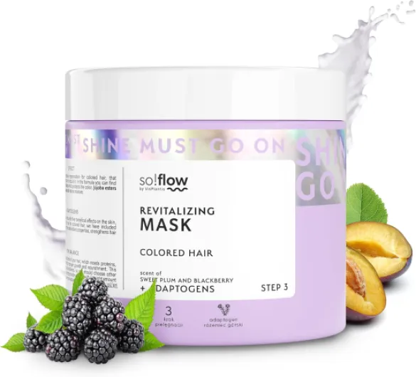 So!Flow Masque Revitalisant Intensif avec Prunus & Rhodiola - Soin Intensif pour Cheveux Colorés, Enrichi en Huiles et Protéines pour Nourrir, Renforcer et Protéger Prune Douce et Mûre