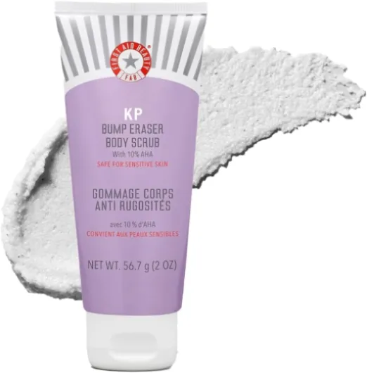 First Aid Beauty – Gommage Corps KP Bump Eraser avec 10% d’AHA, Exfoliant à l’Acide Glycolique et Lactique, Réduit les Bosses de Kératose Pilaire, Convient aux Peaux Sensibles, 56,7 g