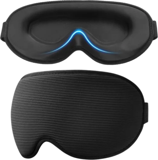 Masque de Nuit, 3D Masque de Sommeil 100% Anti-Lumière, Zéro Pression Oculaire&Design Elargi sur le Côté, Ultra-Douce&Confortable avec Bande Réglable, Cache Yeux pour Dormir pour Homme&Femme Noir