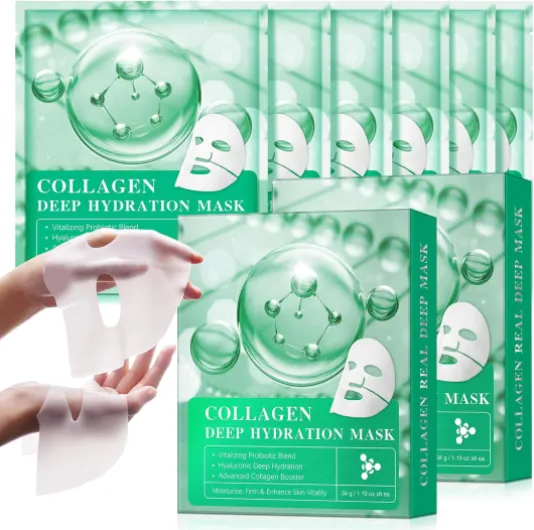 Masque de Nuit au Collagène Bio - Pack de 6 - Soin Intensif 72H - Peau Rebondie & Hydratée - Avec Boosteur d'Acide Hyaluronique - Vegan 1