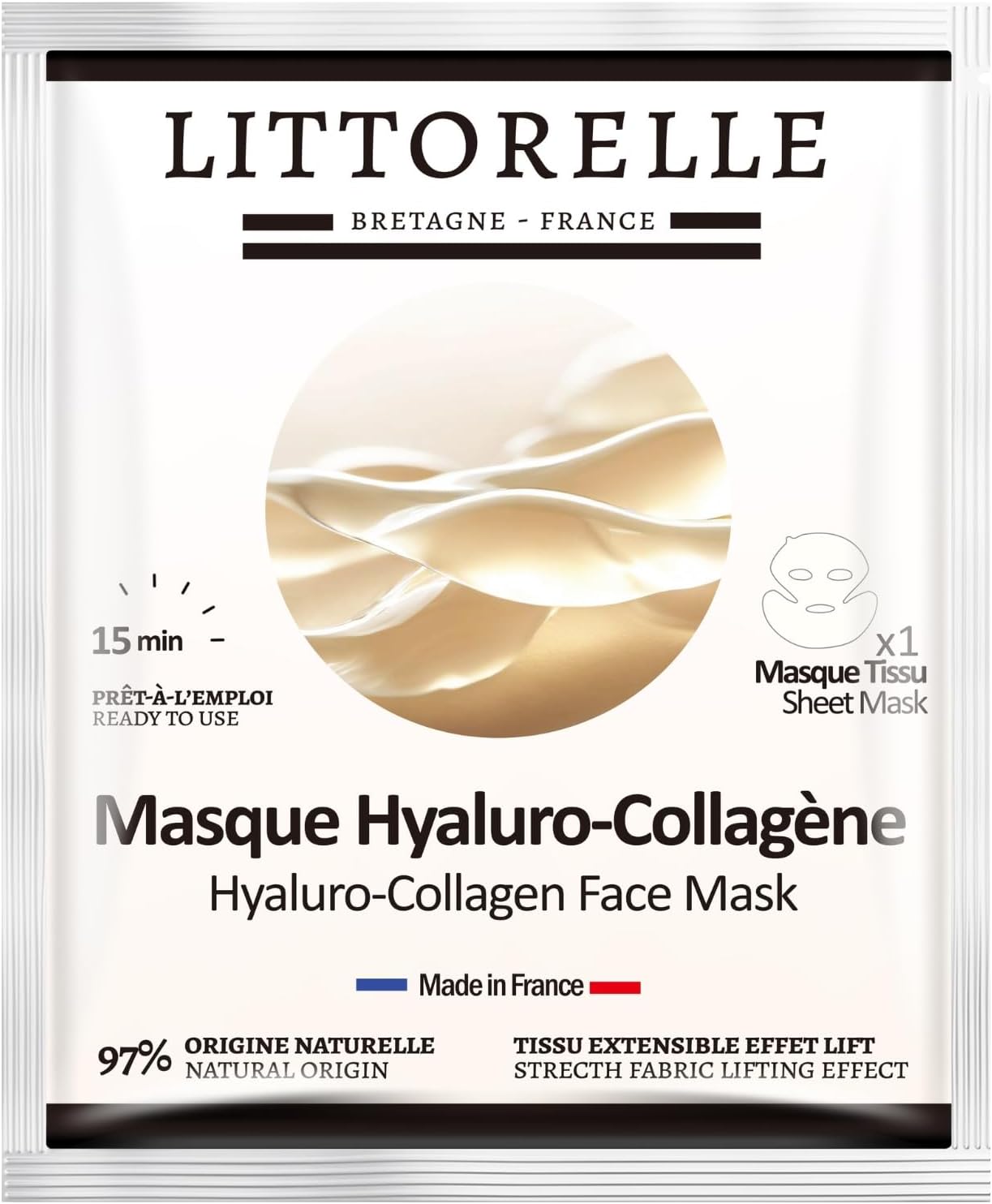 Masque Liftant Hyaluro-Collagène – Lifting Hydratant, Anti-oxydant, Anti-âge, Anti-Rides – 97% d’Origine Naturelle – Fabriqué en France – Peau déshydratée, sèche, mature, fatiguée – Teint terne 1