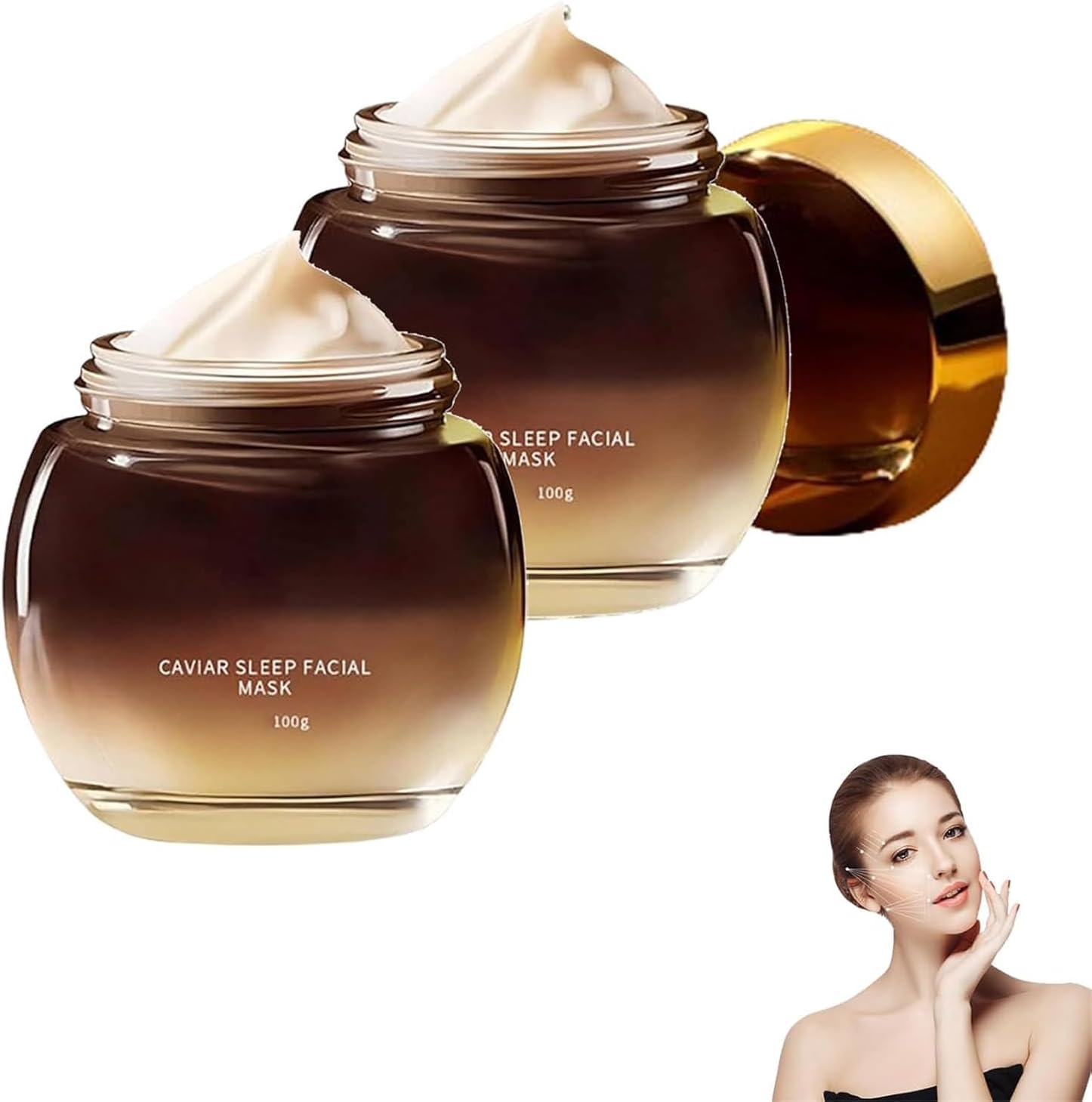 Masque hydratant Anti-Rides Luxueux au Ginseng et Caviar, Caviar de Luxe Anti-Rides O'Gulia, Masque de Nuit au Ginseng et Caviar, Masque Anti-âge hydratant au Caviar