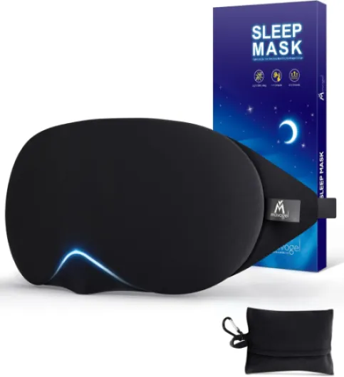 Masque de nuit - Masque sommeil pour hommes et femmes, Masque de sommeil anti-lumière au design moderne, Masque yeux doux et confortable pour dormir, avec pochette de voyage, noir