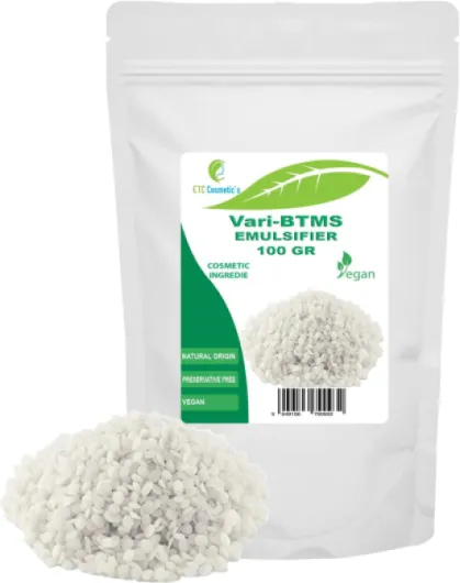 Emulsifiant Vari-btms, 100 gr - Origine naturelle - Utilisation comme ingrédient dans les cosmétiques - Utilisé dans les revitalisants, les shampooings crèmes et les masques capillaires - 100 g (Lot de 1)