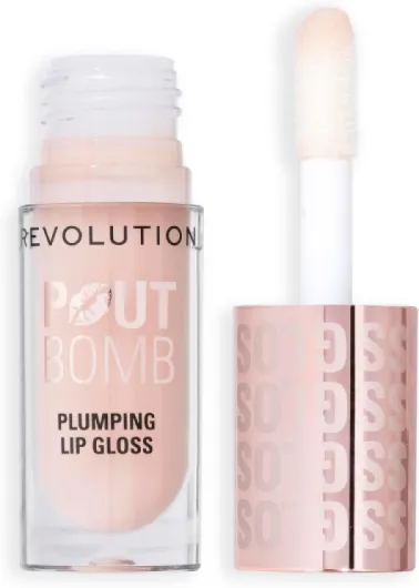 Revolution Beauty, Pout Bomb Gloss Repulpant, Brillance Intense pour des Lèvres Pulpeuses avec Acide Hyaluronique & Peptides, Végan & Sans Cruauté, Sheer Milky Nude
