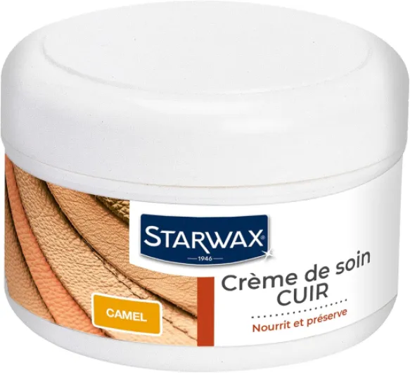 Crème de Soin Cuirs Colorés - Nourrit, Préserve la Souplesse et La Brillance - Hydrate en Profondeur - Ravive la Teinte - Teinte Camel - Fabriqué en France - 150ml