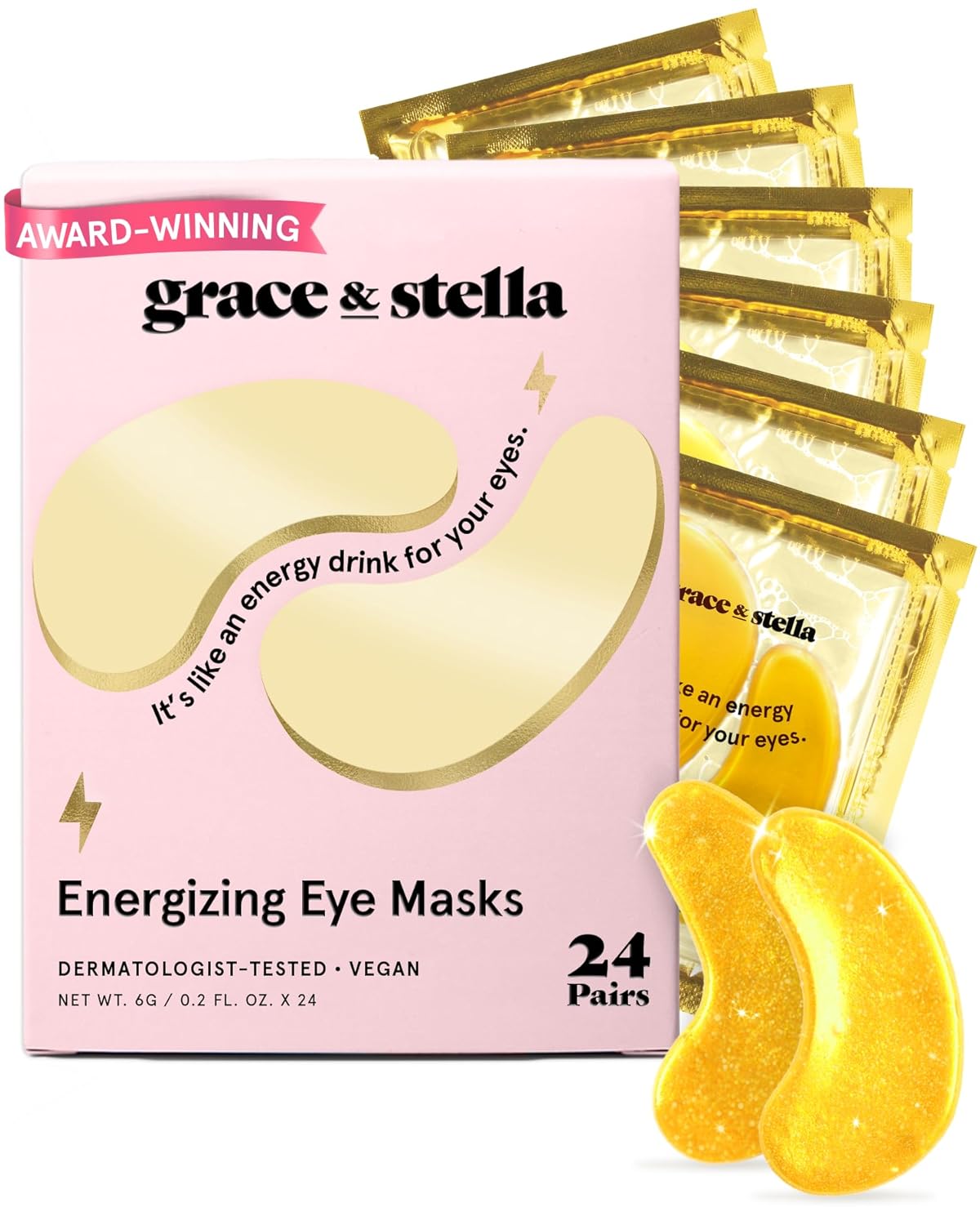 Grace & stella Award Winning Under Eye Mask - Travel Essentials - Birthday Gifts for Women - Gel Eye Patches for Dark Circles, Puffy Eyes, Wrinkles, Undereye Bags - Vegan - Self Care (24 Pairs, Gold) Gold (24 Pairs)