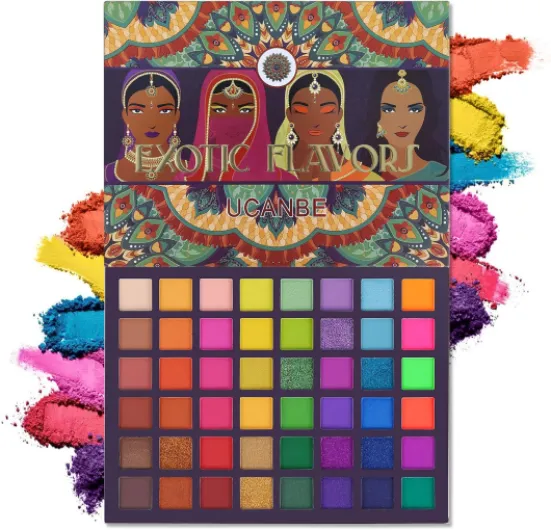 Palette de fards à paupières 48 couleurs exotiques Flavors Luxurious Blendable Glitter Shimmer Matte Eye Shadow Facile à colorer Métallisé Smoky Makeup Cosmétiques Poudre de fard à paupières multicolore