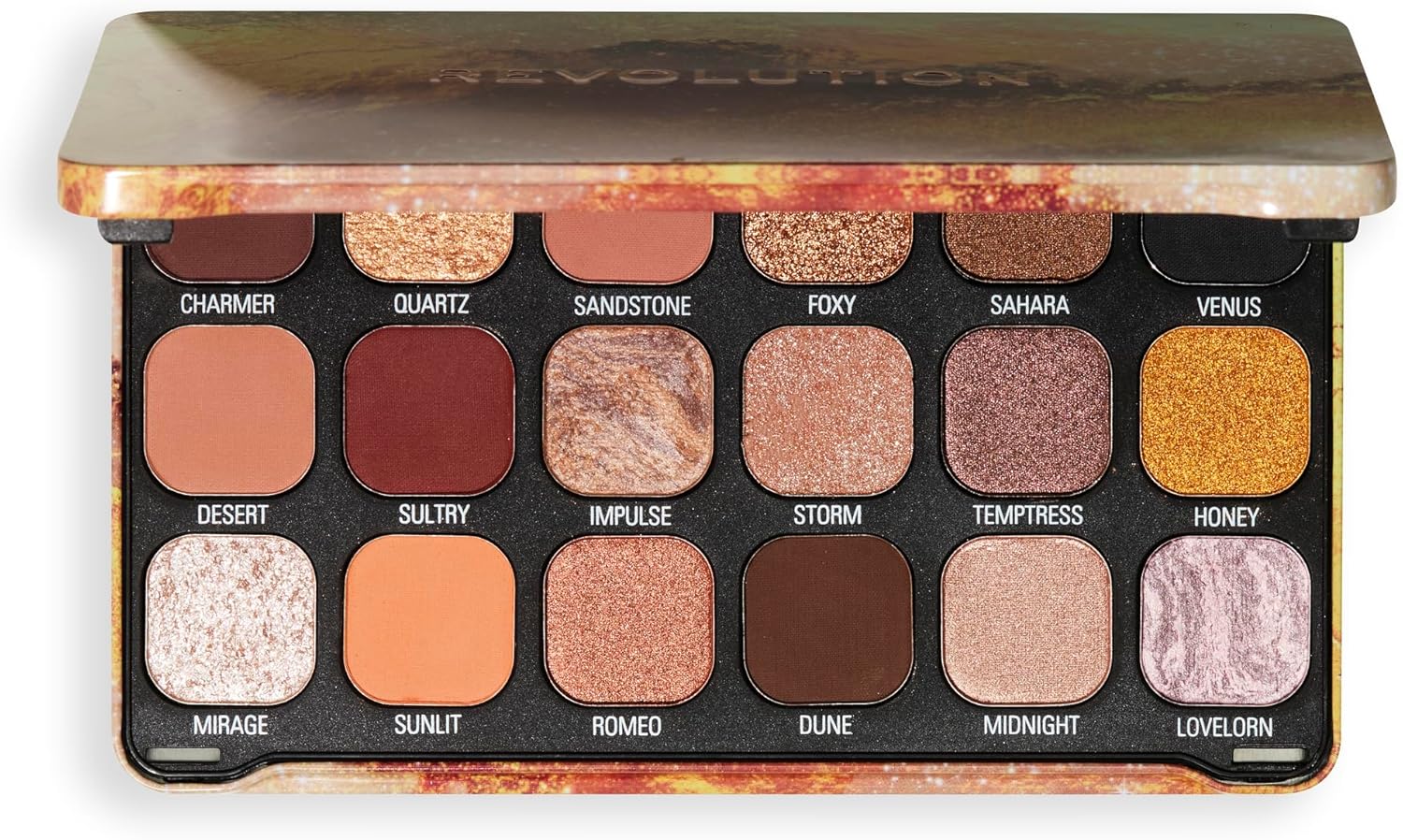 Revolution Beauty, Palette de Fards à Paupières Forever Flawless, 18 Teintes Pigmentées Mattes & Irisées, Végan & Sans Cruauté, Bronze