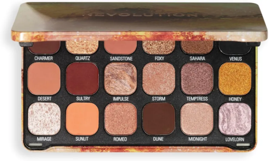 Revolution Beauty, Palette de Fards à Paupières Forever Flawless, 18 Teintes Pigmentées Mattes & Irisées, Végan & Sans Cruauté, Bronze