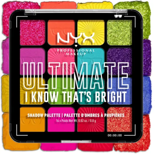 Palette de Fards à Paupières Ultimate Shadow, 16 couleurs, Finition Intense et Longue Durée, Formule Vegan Sans Ingrédients d'Origine Animale ou Dérivé, I Know That's Bright