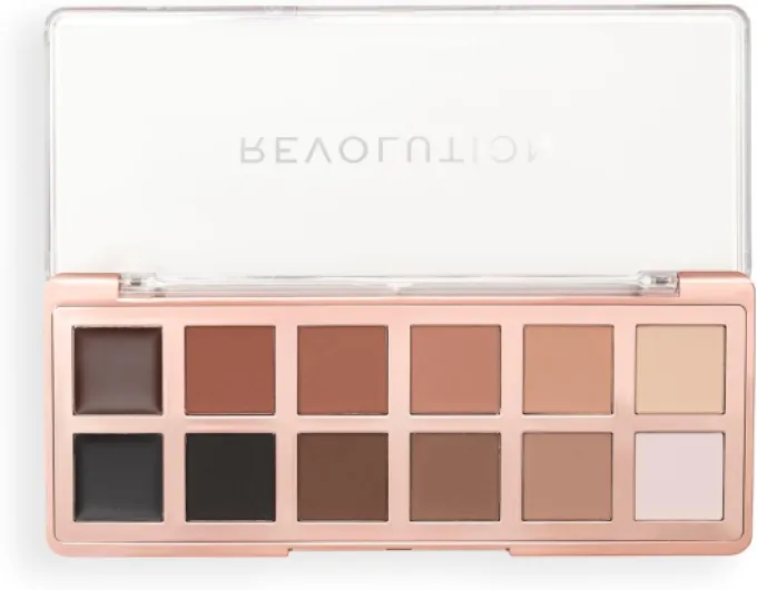 Revolution The Master Icon Matte Nudes Palette – Palette de fards à paupières mats Nude, 12 teintes haute pigmentation, végan et non testé sur les animaux