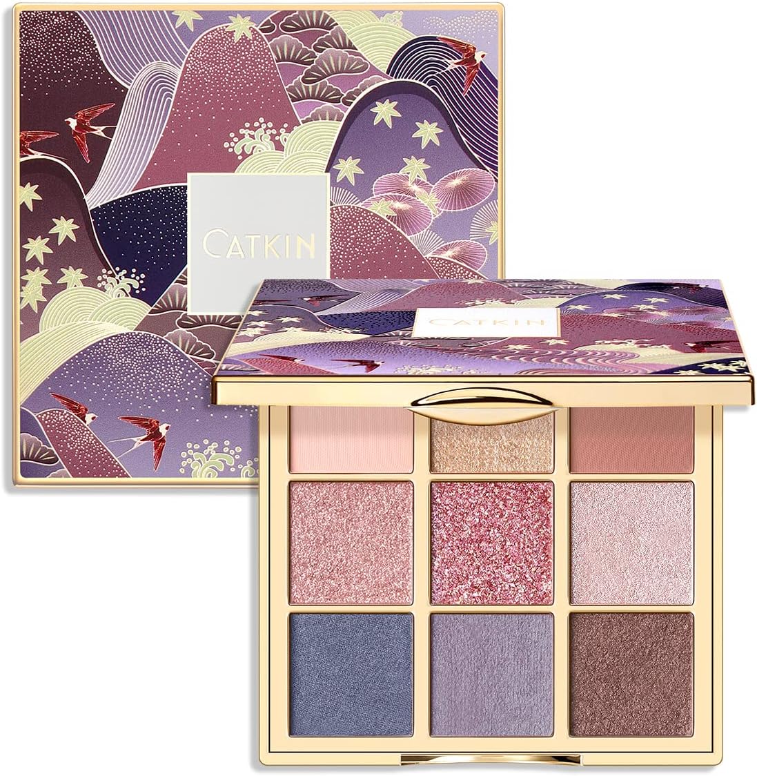 Palettes d'Ombres à Paupières Fard à Paupières Scintillant Maquillage Mat et Pailleté Palettes de Maquillage Mat Chatoyant Hautement Pigmentées 9couleurs(C08 Morandi)