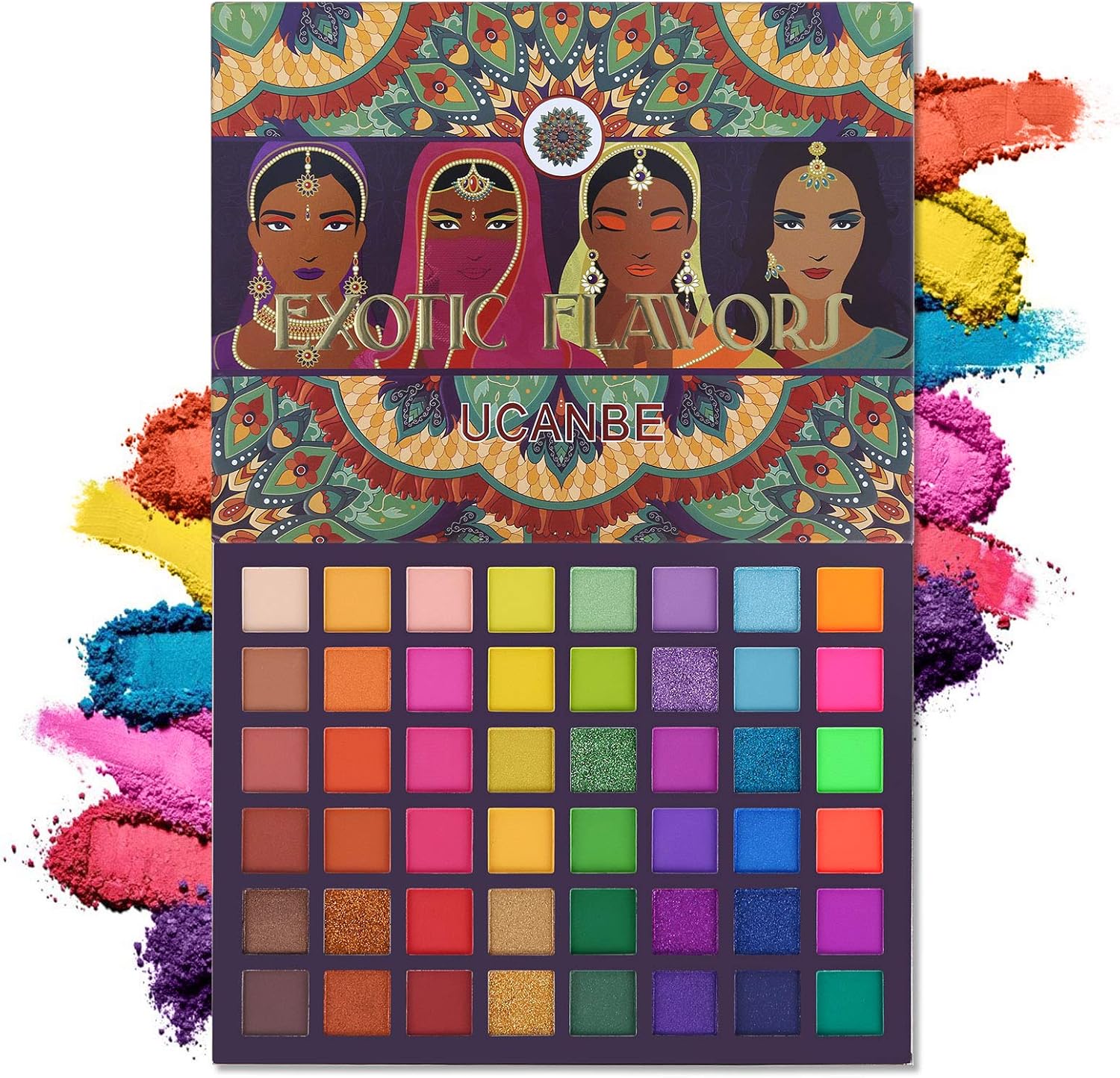 Palette de fards à paupières 48 couleurs exotiques Flavors Luxurious Blendable Glitter Shimmer Matte Eye Shadow Facile à colorer Métallisé Smoky Makeup Cosmétiques Poudre de fard à paupières multicolore