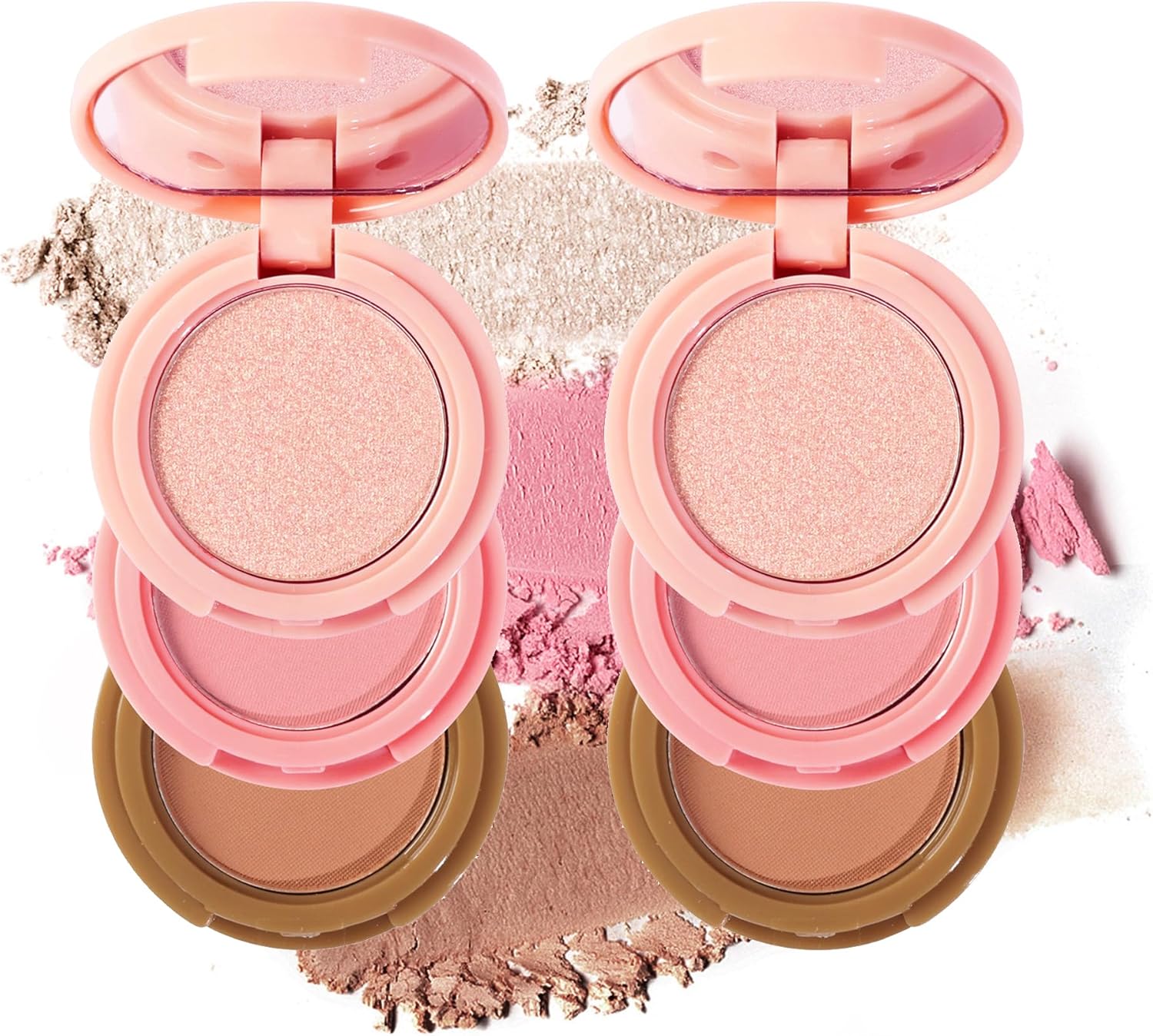 Palette De Sculpture, Plateau De Maquillage 3 En 1, 2pcs Fard à Joues Brillant Pour Le Visage Fard à Joues Contour Et Surbrillance#02 A02#