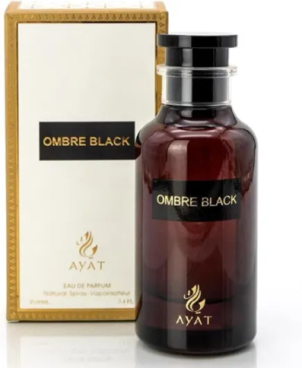 Eau de Parfum OMBRE BLACK 100 ml aux Notes de Bois d'Oud, Encens & Framboise – Arabian Parfum Oriental de Dubaï pour Homme & Femme – Cadeau Parfait – Flacon Élégant Conçu aux Émirats