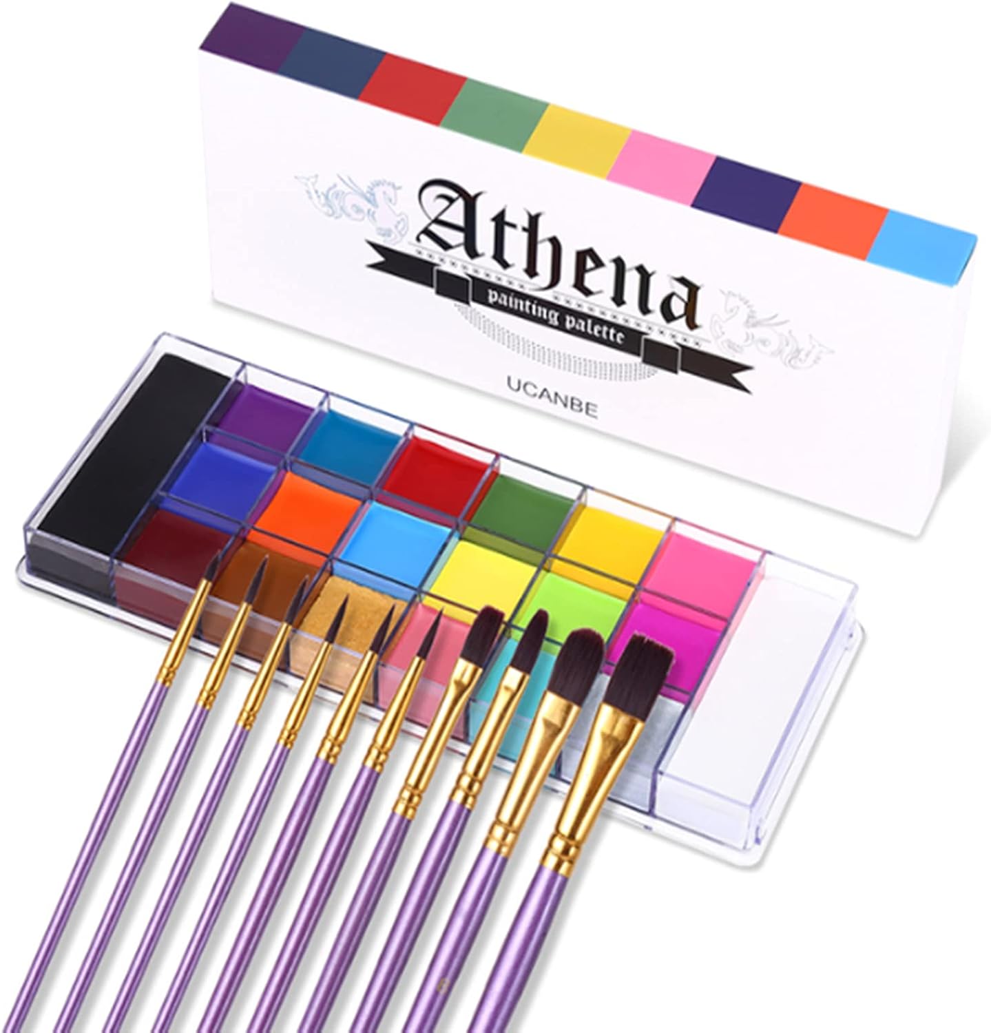 Palette de maquillage, 20 couleurs, peinture à l'huile professionnelle, tatouage flash, palette de maquillage avec 10 pinceaux