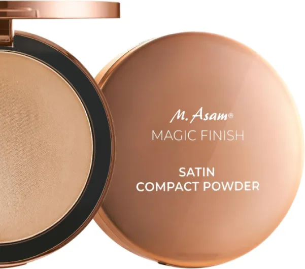 M - Asam MAGIC FINISH Poudre Compacte Nude (9g) - Poudre compacte matifiante avec Acide Hyaluronique & Vitamine E, maquillage pour le teint, beauté, fixateur, idéale pour une finition mate