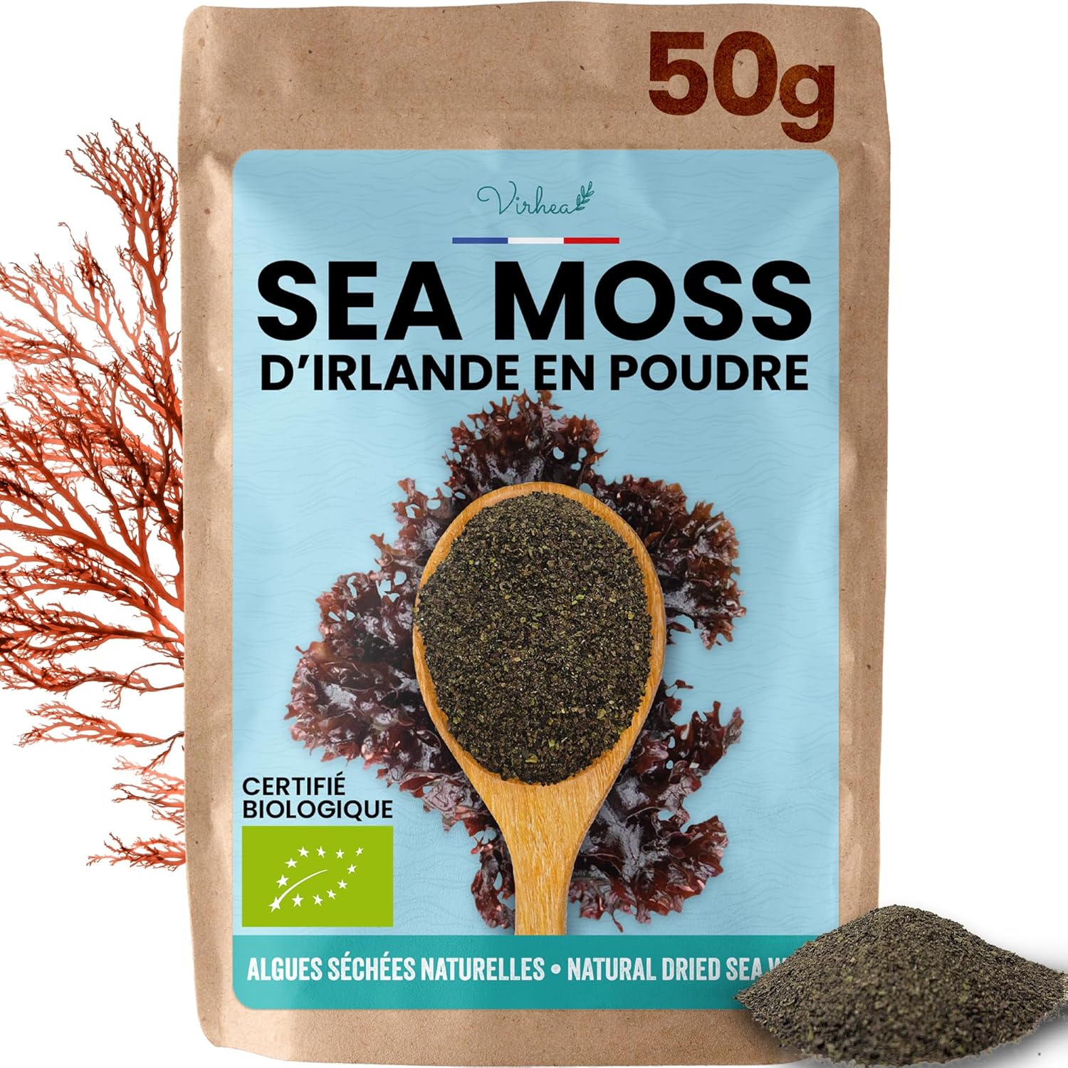 Sea Moss 50g – Mousse de Mer Irlandaise en poudre – Algue Séchée Naturelle