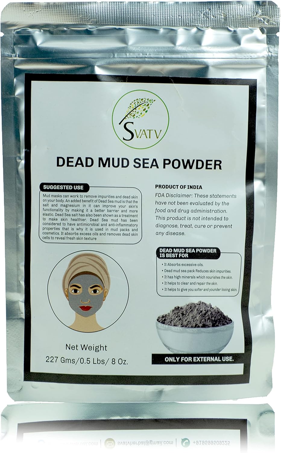 Dead Sea Mud Powder l Masque De Boue De La Mer Morte l Masque Facial Aux Propriétés De Nettoyage En Profondeur Des Pores Tout Type De Peau - 227 Grammes