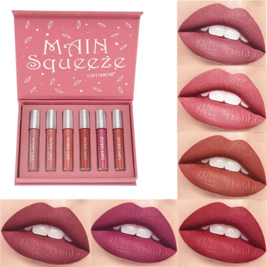 6 Couleurs Rouge à Lèvres Liquide Mat Set, Encre à Lèvres Liquide Mate, rouge à lèvres maquillage coffret cadeau, Nude Étanche Longue durée Antiadhésif, rouge à lèvres cadeau pour femme (B, 6 PCS) B 2.5 ml (Lot de 1)