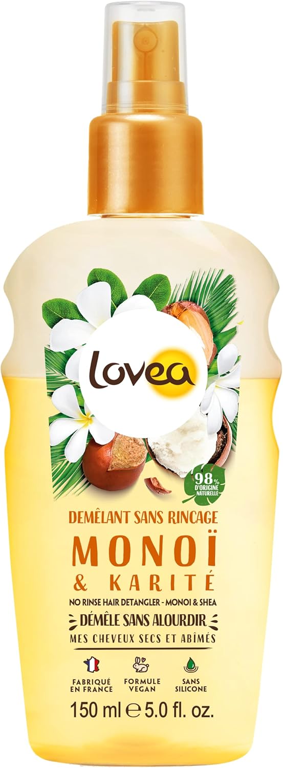 Démêlant Sans Rinçage - Monoï Et Karité - Démêle Sans Alourdir - Cheveux Secs & Abîmés - 98% D'Origine Naturelle - Sans Silicone - Vegan - Fabriqué En France - 150 ml 150 ml (Lot de 1)