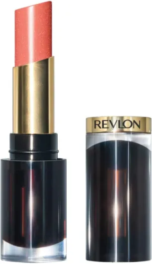 , Rouge à lèvres Super Lustrous Glass Shine, haute brillance, formule crémeuse et hydratante, infusée en acide hyaluronique, aloe vera et quartz rose 019 Dewy Peach,3.1g Beaming Strawberry