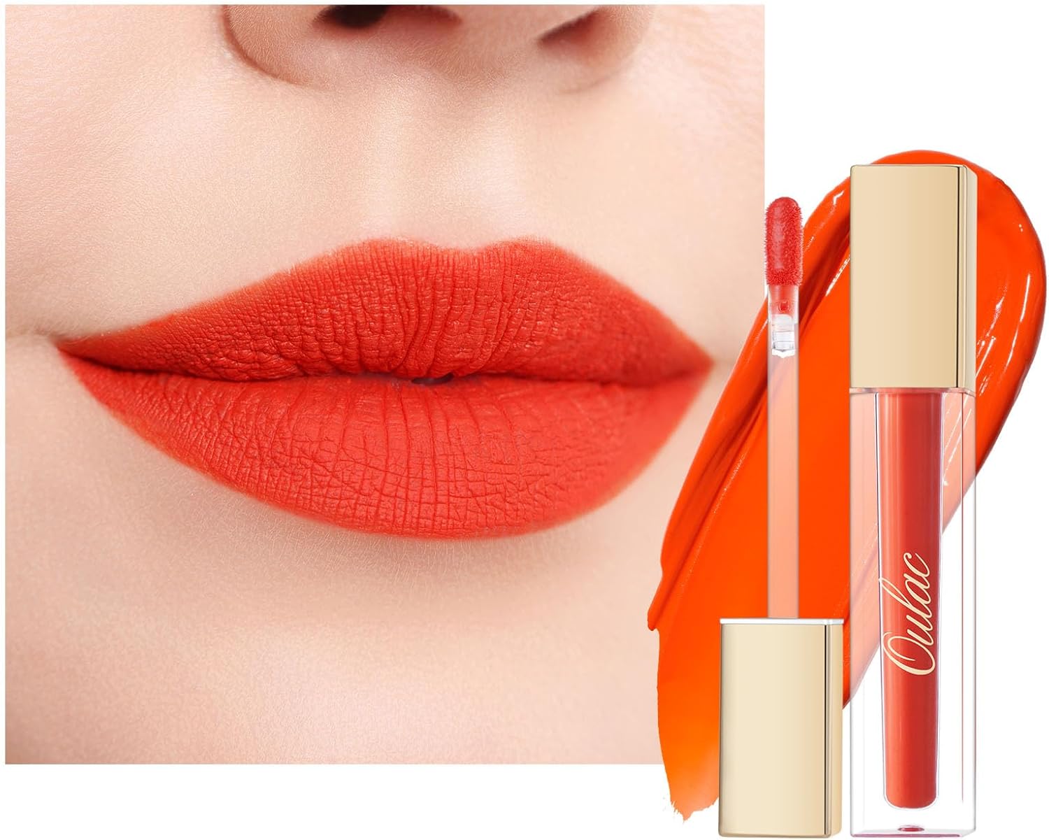 Encre à Lèvres Liquide Mate, Orange Rouge à lèvres Longue Tenue, Fini Mat, Couleur Intense Lip Tint, Infusée en vitamine E,Végétalien et Sans Cruauté, 4,5ml (M07) Summertime Kiss Summertime Kiss (M07)