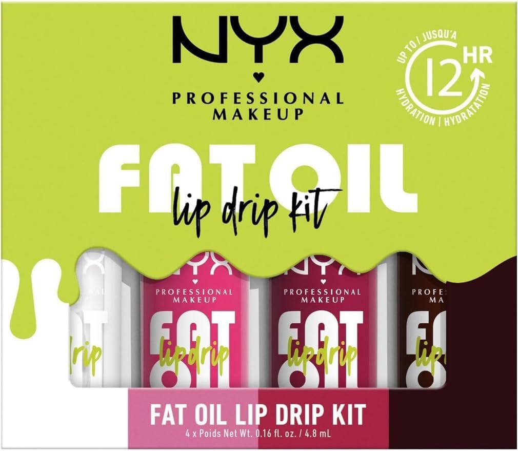 , Coffret de 4 Huiles à Lèvres Teintées Hydratantes, Formule Vegan, Applicateur Extra-Large, Teintes : My Main (O1) + Missed Call (02) + Newsfeed (05) + Status Update (08) Multi Multi x4