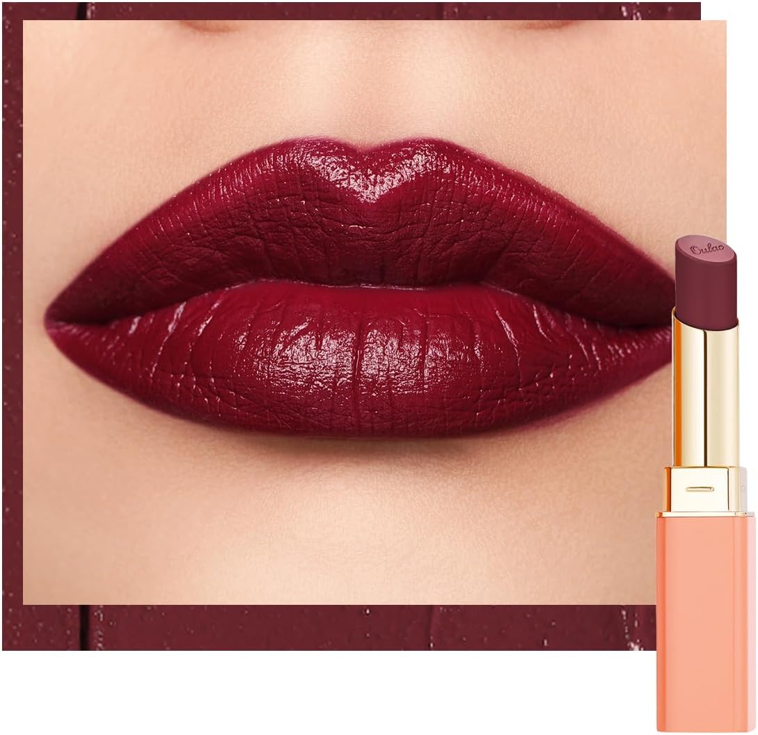 Rouge à Lèvres Satiné Mat - Burdeos lèvre, Fini Satin Mat, Couleur Intense - Texture Douce et Glissante, Tenue Longue, Sans transfert, Hydratant, Maquillage Lèvres, Végan, 4,3g SG13 Burgundy