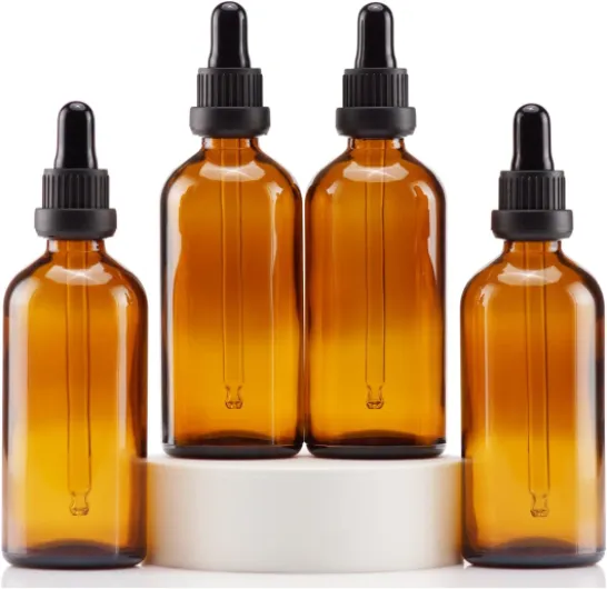 Flacon Compte Gouttes 100ml, Ambré Flacon Huile Essentielle Vide avec Pipette Verre, pour Huile Essentielle, Aromathérapie, Laboratoire, Massage, Cosmétique, Voyage - 4 Pcs 100ml-4 Brun