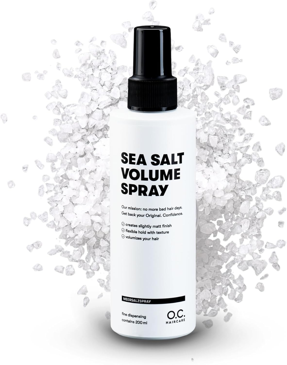 Sea Salt Spray - 200 ml - Spray au sel de mer pour cheveux - Booster de volume pour une sensation de cheveux plus complète avec une forte tenue - 100% végétalien et fabriqué en 200 ml (Lot de 1)