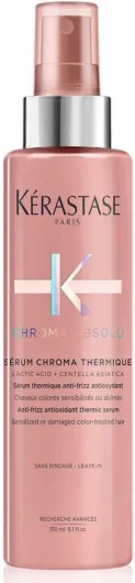 Kérastase, Chroma Absolu, Sérum Thermo-Protecteur, Hydratant & Anti-Frisottis, Sans Rinçage, Pour Cheveux Colorés Sensibilisés ou Abîmés, Sérum Chroma Thermique, 150 ml