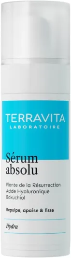 Sérum Absolu - Note Yuka 100/100 - Repulpe, Apaise et Lisse - Acide Hyaluronique - Bakuchiol - Plante de la Résurrection - Alternative au Rétinol - Non Comédogène - Made in France - Terravita