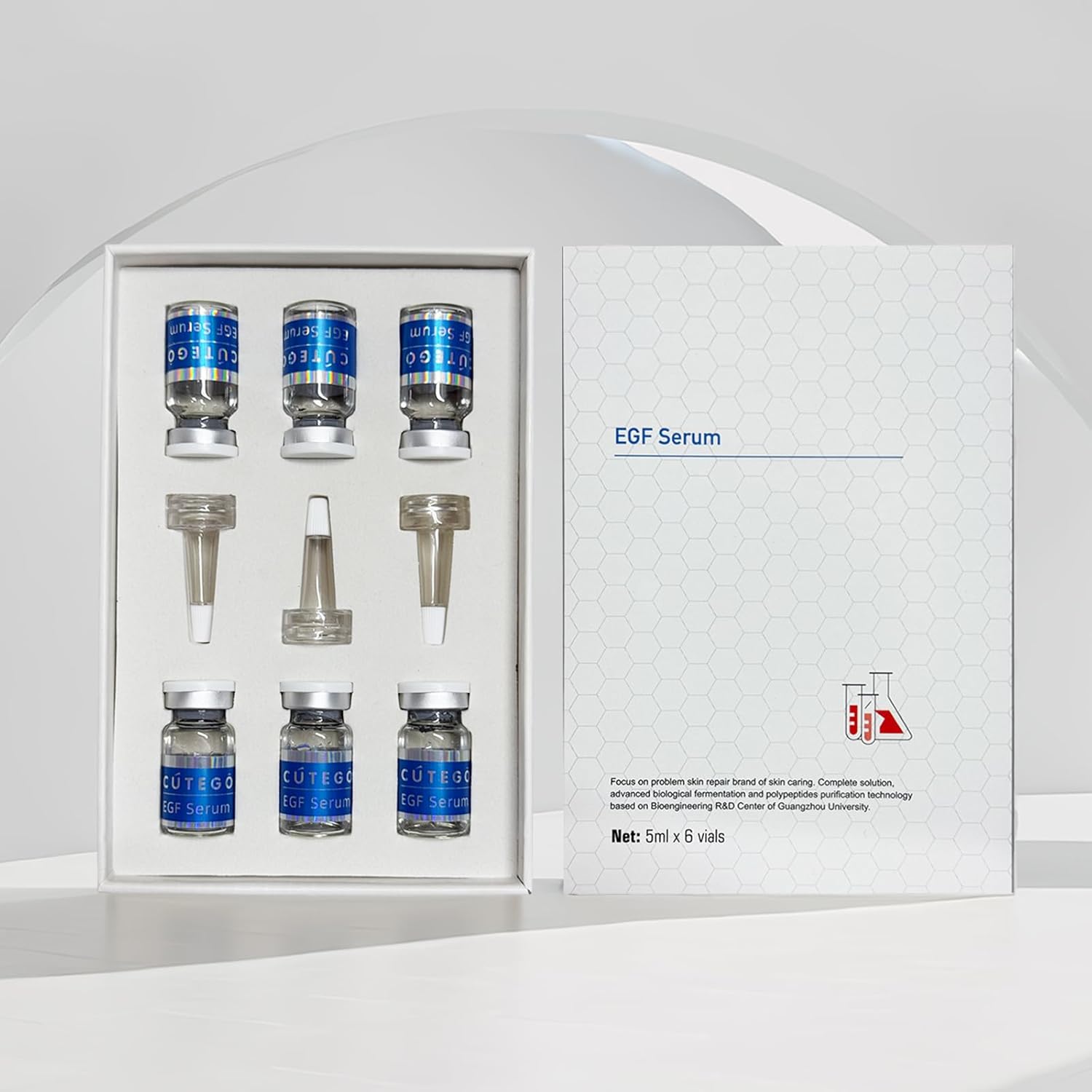 EGF Sérum facial pour réparation d'urgence de la peau, peptide bioactif avancé pour la récupération de la peau de premiers secours, ridules, soins cliniques de beauté et utilisation à domicile