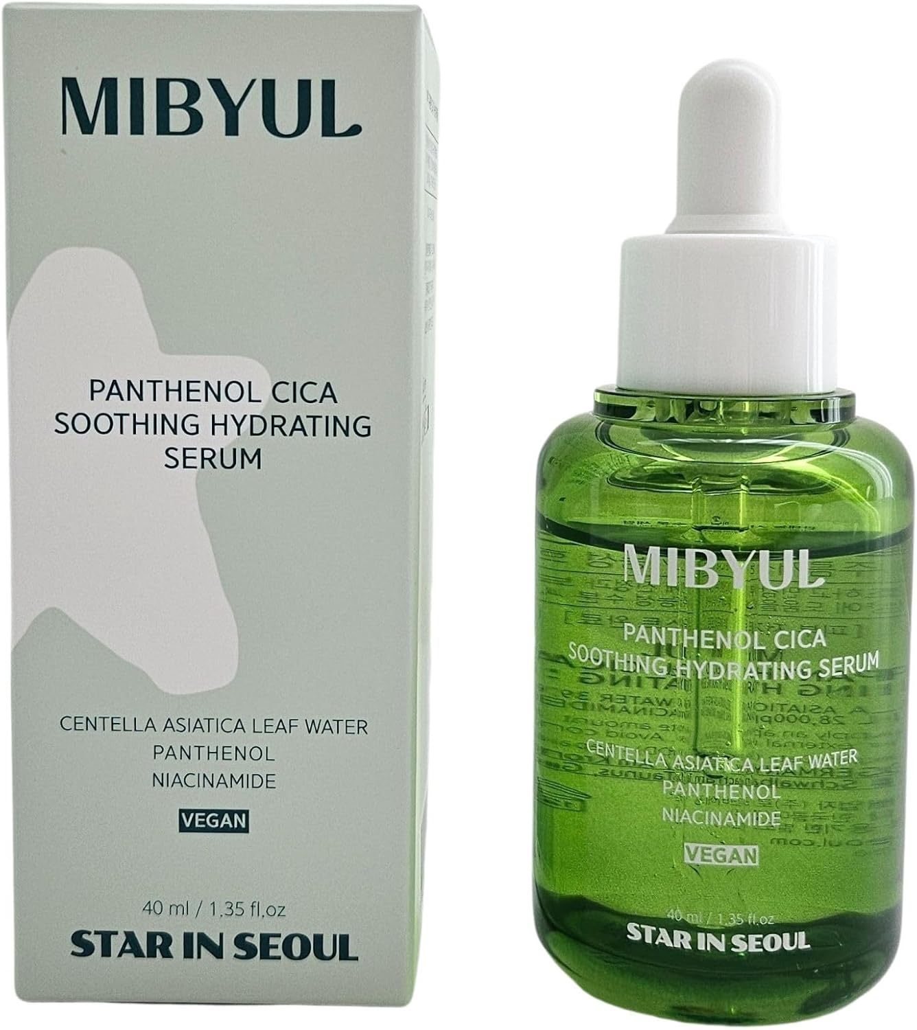 [STAR IN SEOUL] MIBYUL PANTHENOL CICA SOOTHING HYDRATING SERUM, 40 ml, Éclaircissant, Hydratant, Raffermissant, Soin des Pores & Anti-Âge, Sérum Visage Coréen.