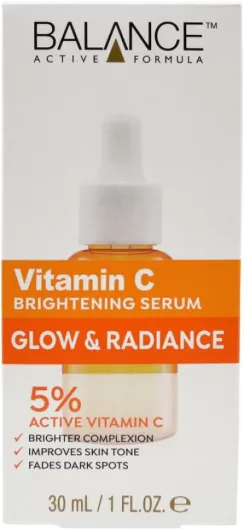 Balance Active Formula Sérum éclaircissant à la vitamine C (30 ml) - Sérum Pro-Radiance léger et non gras - Teint plus lumineux et plus uniforme - La peau paraît plus uniforme - Sans cruauté envers les animaux 1 ml (Lot de 30)