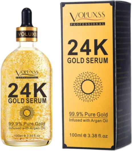 Sérum à l'or pur 24 carats pour le visage - Meilleur sérum anti-âge pour femme - Acide hyaluronique infusé et huile d'argan - Hydratant, lifting, éclaircissement - Anti-rides, ligne fine et acné