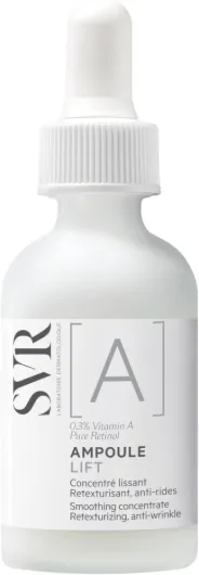 SVR – Ampoule [A]Lift 24 – Gamme [A] – Sérum lissant anti-rides & grains de peau – Pour premières rides, teint irrégulier – Rétinol 0,3%, NovoRetin™, niacinamide & céramides – 30ml